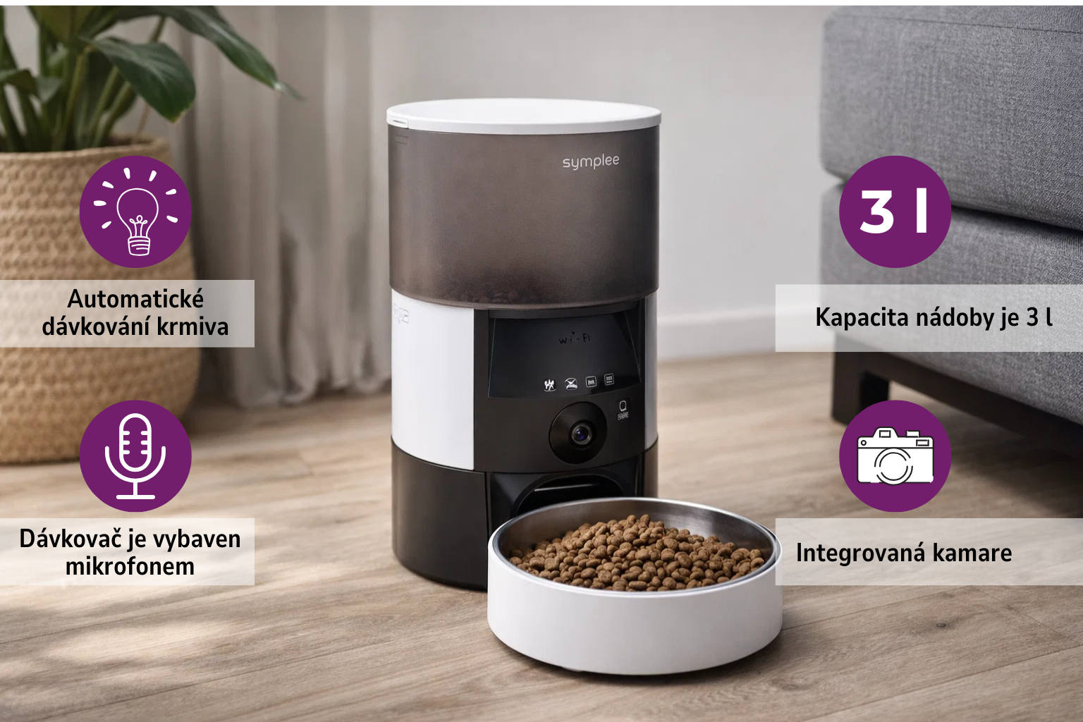 SYMPLEE DU3L-P Smart automatický dávkovač krmiva s kamerou