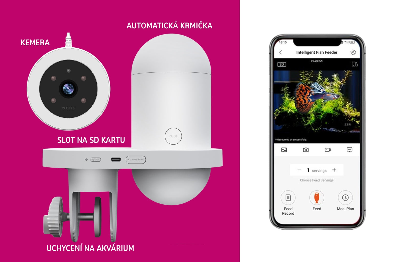 SYMPLEE Smart automatické krmítko pro rybičky s HD kamerou a WiFi
